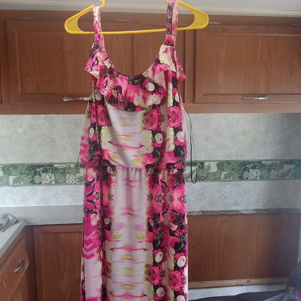 Floral Pink Sleeveless Dress